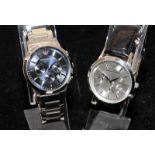 2 x Emporio Armani gents quartz chronographs. Seen working at time of listing