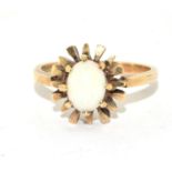 9ct gold ladies Opal solitaire ring 3.7g size O