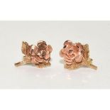 9ct gold ladies Rose design earrings