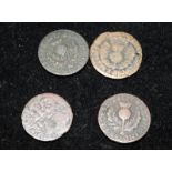 4 x Scottish 17th Century copper coins (9)