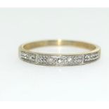 9ct gold ladies Diamond half eternity ring H/M dia in side the ring size O