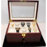 Quality lockable watch display/storage box with space for storing up to 20 watches. Lot includes 9