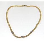 925 silver gilt fancy link necklace with cross diamond decoration 46cm long