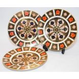 Three Royal Crown Derby Old Imari Pattern 8.5" plates