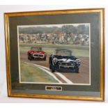 Original motor racing oil on board 'Stirling Moss - Winner of 1961 Tourist Trophy Goodwood in