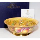Royal Worcester gilded fruit bowl with hand painted fruit decoration. Signed by artist D Fuller.