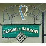 Very large wall mounted pub swing sign bracket with 2 mounting plates and top support brackets.