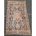 Vintage hand woven wool patterned carpet 200x128cm.