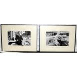 Two framed Rolls Royce b&w promotional photographs featuring Robert Redford and Twiggy Frame size