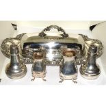 Mixed silver and silver plate to include glass lined butter dish Yeoman of England