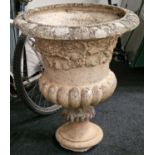 Antique Victorian concrete garden planter urn.