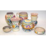 Collection of vintage Poole Pottery in the traditional pattern. 7 items in lot