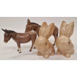 Pair of Sylvac rabbits together with two Beswick Donkeys (4).
