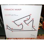 Jaguar contemporary large canvas "Track Map" of Bahrain International Circuit mounted on wooden