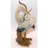 Large Capodimonte figure of two grey herons by Giuseppe Armani with impressed signature. Overall