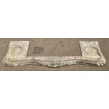 Antique cast metal fireplace fender 138x55cm.