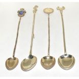 4 x 925 silver tall pickle or sundae spoons mixed descriptions