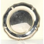 925 silver scalloped edge card tray 14cm diameter 140g