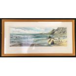 Local Interest: Keith Renninson framed and glazed watercolour "West from a Purbeck Beach" signed.