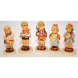 Collection of Goebel Hummel figures including One Two Three, Honour Student, Pigtails, Natures