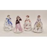Royal Worcester collection of porcelain ladies to include Sweet Pansy and Georgina (4).
