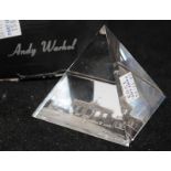 Boxed Rosenthal Andy Warhol designed glass pyramid paperweight - Berlin