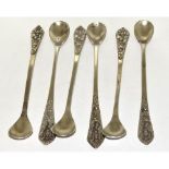 Set 6 matched silver sundae spoons with embossed decoration 123g