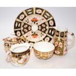 A small collection of Royal Crown Traditional Imari items to include an 8.5" plate and a lidded milk