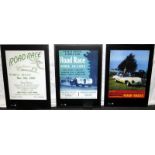 Set of three promotional contemporary Pebble Beach framed posters each measuring 86x60cm.