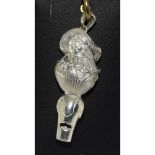A Silver Figural Whistle