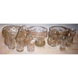 Large collection of Lead Crystal items to include fruit bowls, baskets and glasses. 13 items in lot