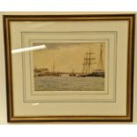 George Stanfield Walters listed marine artist framed water colour of "Poole Harbour Bridge"37x42cm