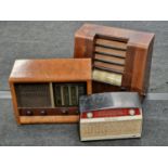 Collection of three vintage radios.