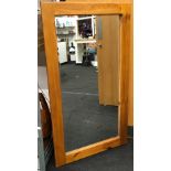 Contemporary wooden framed mirror with bevelled edged glass 140x80cm.