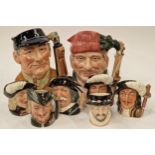 Royal Doulton collection of character jugs to include two large and six smaller examples (8).