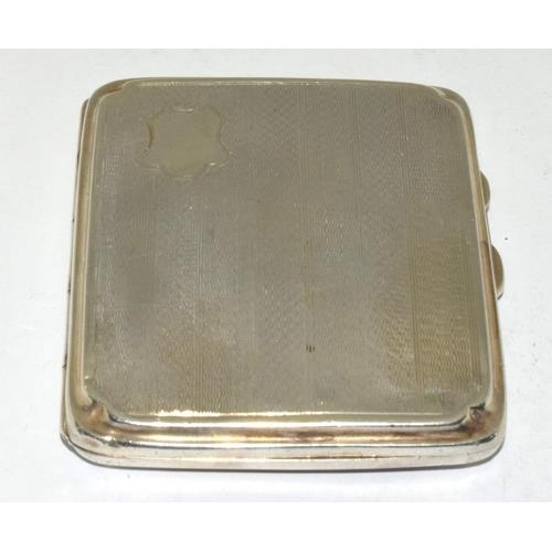 Silver engine turned square cigarette case 81g