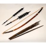African tribal bow c/w a selection of arrows