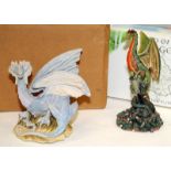 Tudor Mint Land of the Dragons medium woodland dragon, boxed c/w Danbury Mint Dragons of the Four