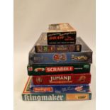 Job lot of various board games to include Scrabble and Jumanji (7).