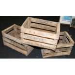 Three vintage French wooden crates