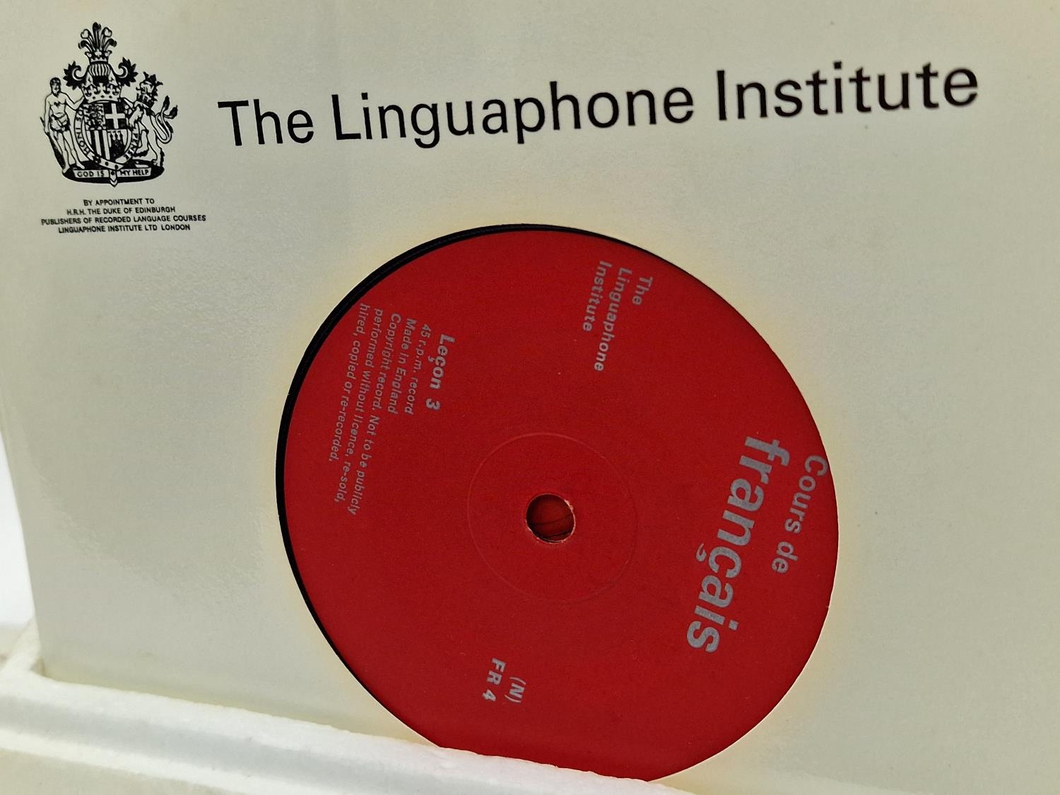 Vintage Linguaphone French language learning course set with vinyl records. - Image 3 of 4