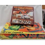 Micro Mania Terror Hawks Scalextric set together with The Dukes Of Hazzard slot car set. Boxes not