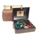 Vintage Gladstone bag and wooden box.