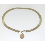 925 flat mesh necklace with small ingot attached 40cm