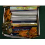 Box containing very large collection of trade/pplaying cards to include Match Attax, Lego, Disney