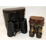 Two pairs of cased vintage binoculars