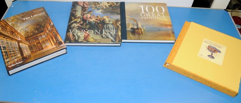 4 x Quality art reference / coffee table hardback books. Veronese, 100 Great Paintings, The Library: