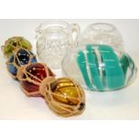 A selection of glassware to include multi-coloured miniature fenders