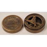 A brass cased compass inscribed The Mary Rose.