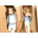 2 China Headed Dolls Boxed